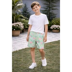 KIDDY FLOWERS Flamingo Swim Trunks Kids Boys Size 10 Tropical Beach Shorts
